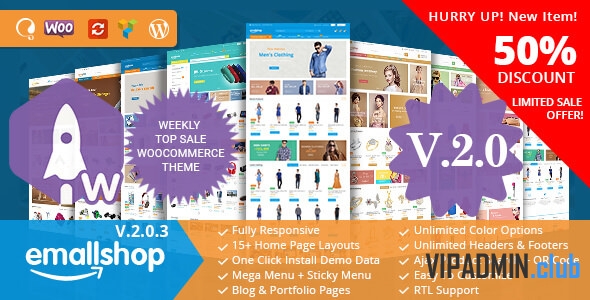 EmallShop v2.1.7 - шаблон интернет магазина WordPress