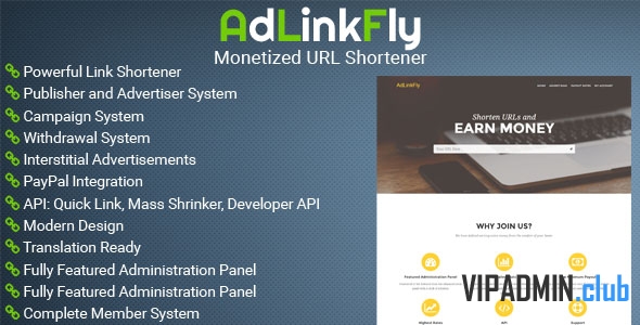 AdLinkFly v6.0.4 - скрипт сервиса коротких ссылок