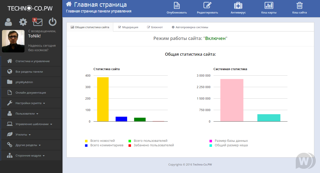Шаблон панели администратора "Techno-Co" для DLE 10.6 - 11.0