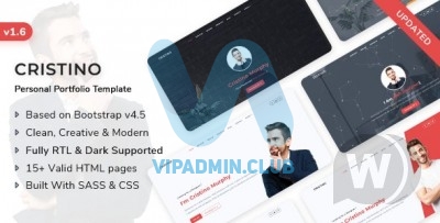 Cristino v1.6.0 - личное портфолио и шаблон резюме HTML