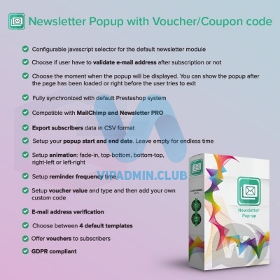 Модуль Newsletter Popup PRO with Voucher/Coupon code v2.5.3