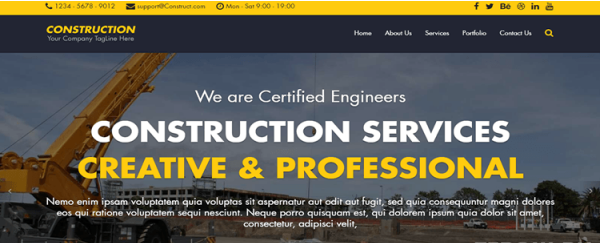 HTML ШАБЛОН СТРОИТЕЛЬНОЙ ФИРМЫ — CONSTRUCTION