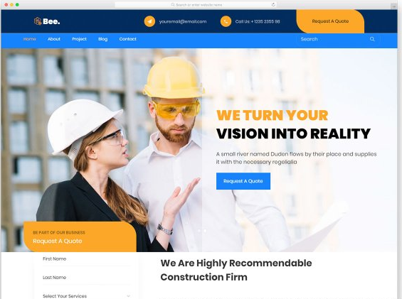 HTML ШАБЛОН ДЛЯ САЙТА СТРОИТЕЛЬНОЙ КОМПАНИИ — BEE