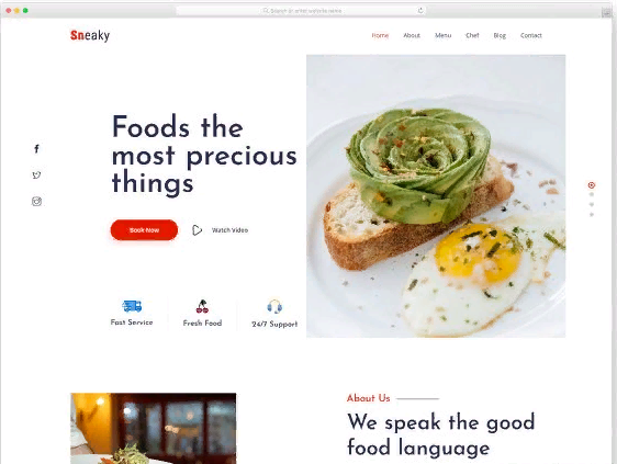 КУЛИНАРНЫЙ HTML ШАБЛОН — SNEAKY