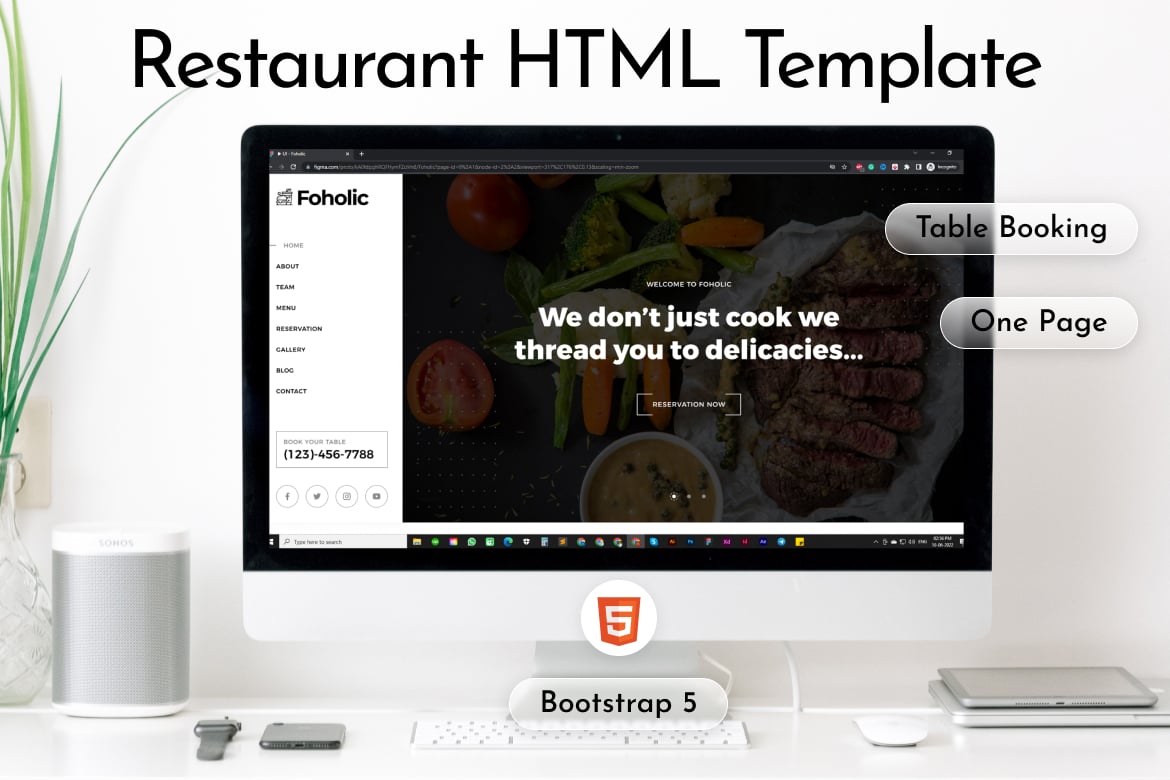 Foholic - HTML-шаблон ресторана на одну страницу