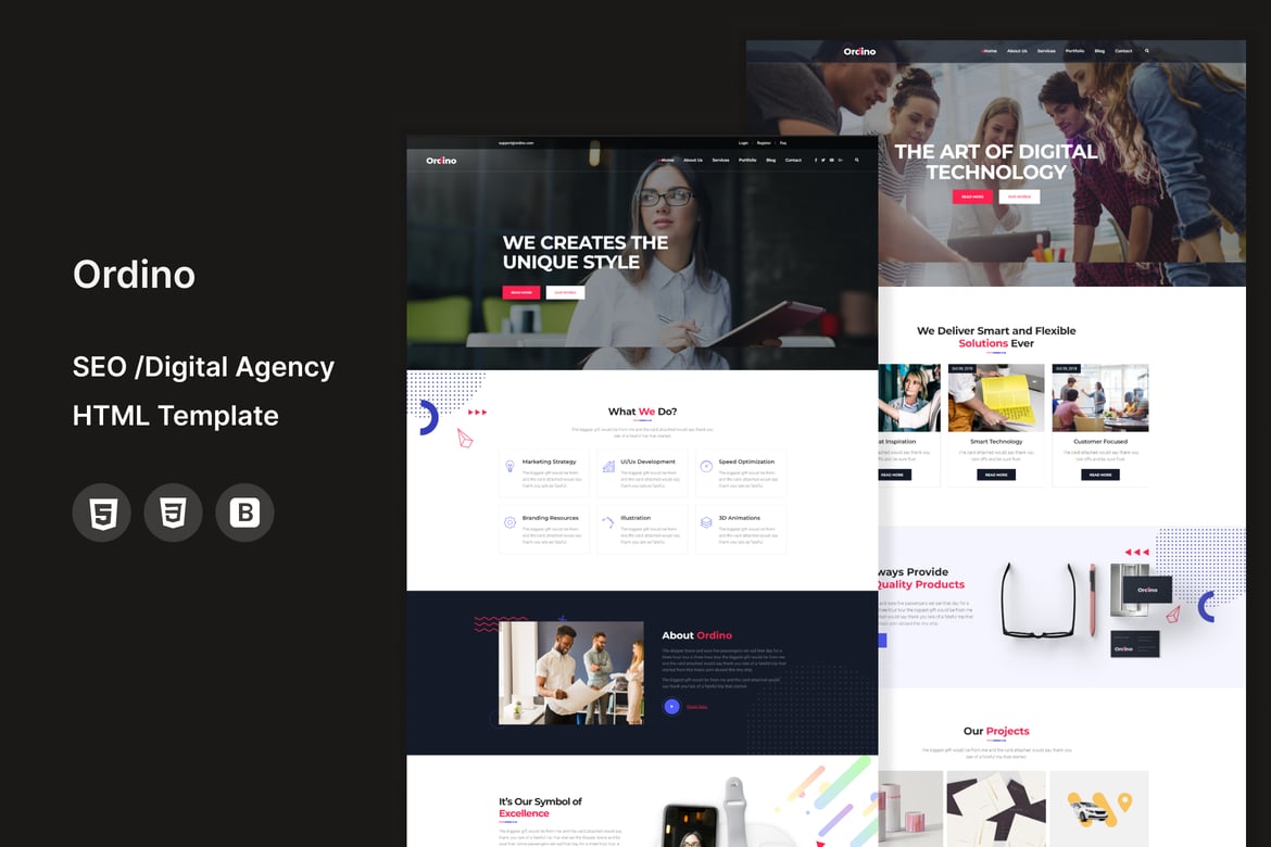 Ordino - Шаблон HTML5 для поисковой оптимизации/цифрового агентства