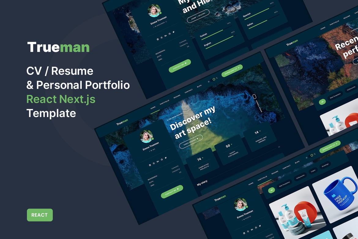 Trueman - Шаблон React для личного портфолио