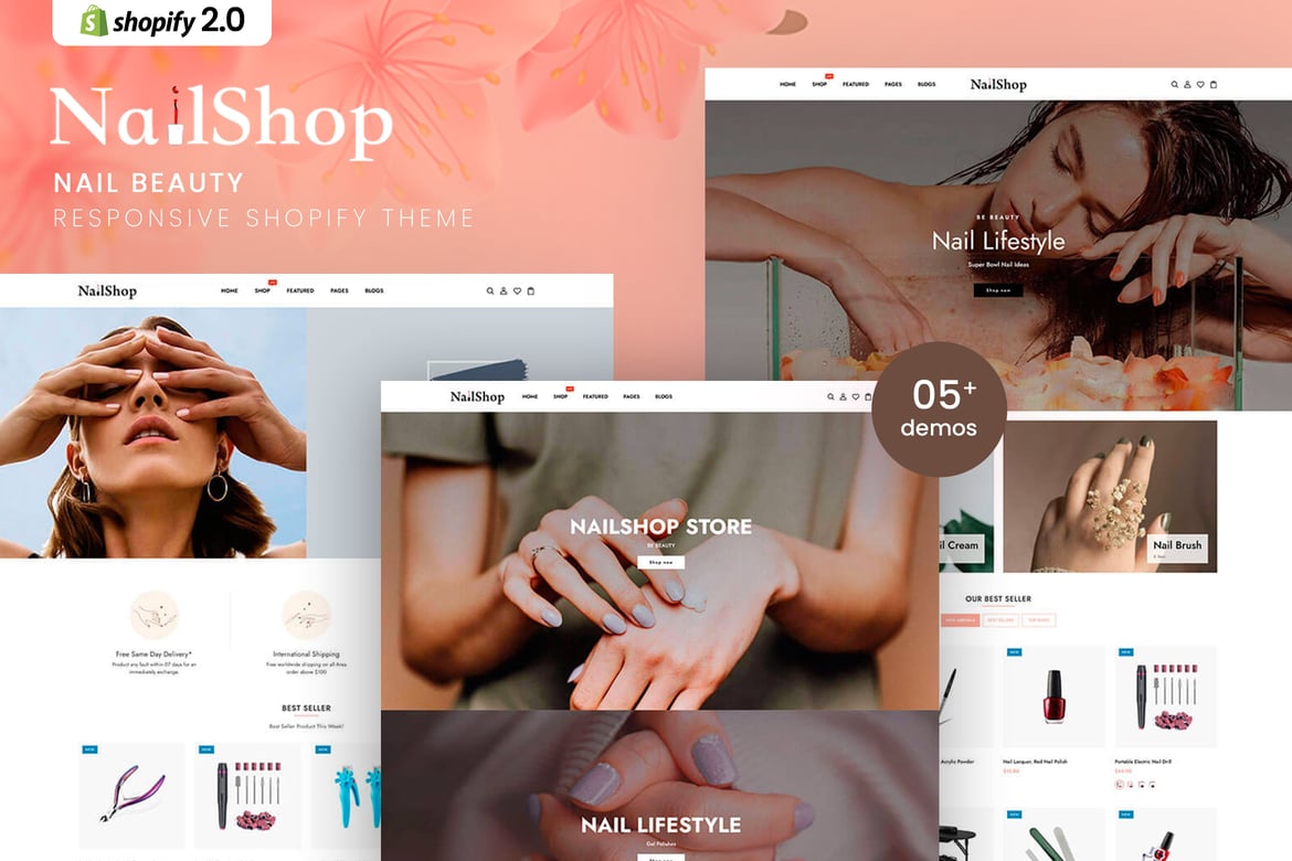 Nailshop - адаптивная тема Shopify для красоты ногтей