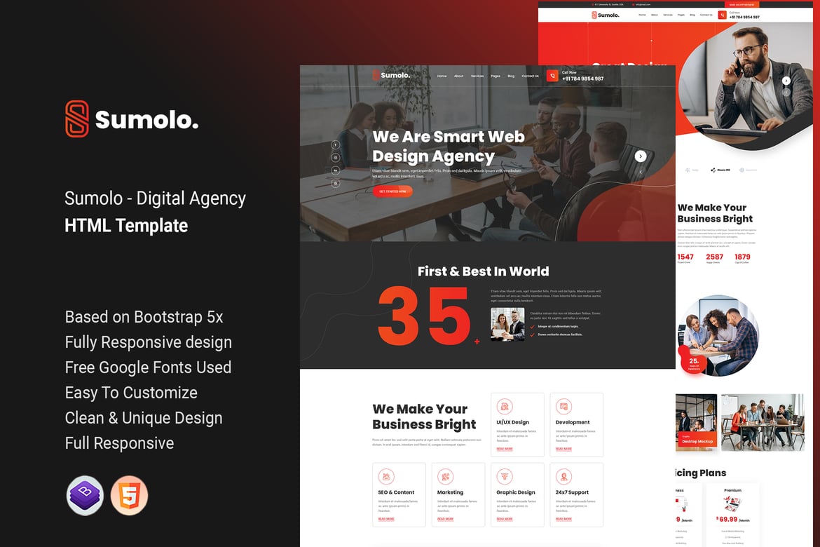 Sumolo - HTML-шаблон цифрового агентства