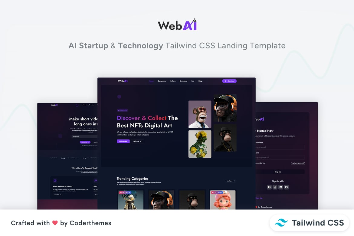 WebAI — технология стартапов с искусственным интеллектом Tailwind CSS Landing