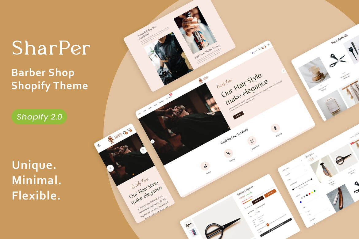 Sharper - тема Shopify для парикмахерских