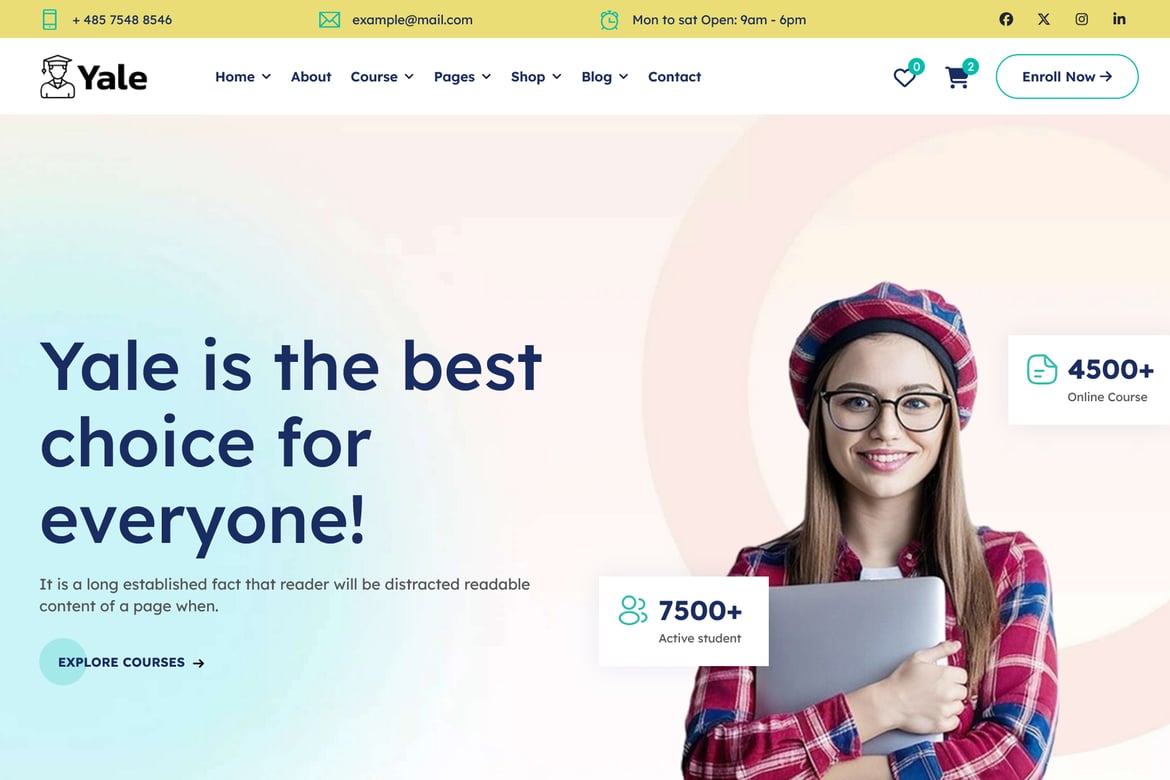 Yale - HTML-шаблон для обучения и онлайн-курсов