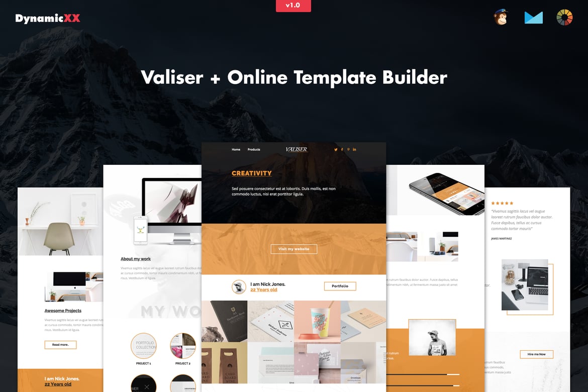 Valiser - Адаптивное портфолио/креативная электронная почта