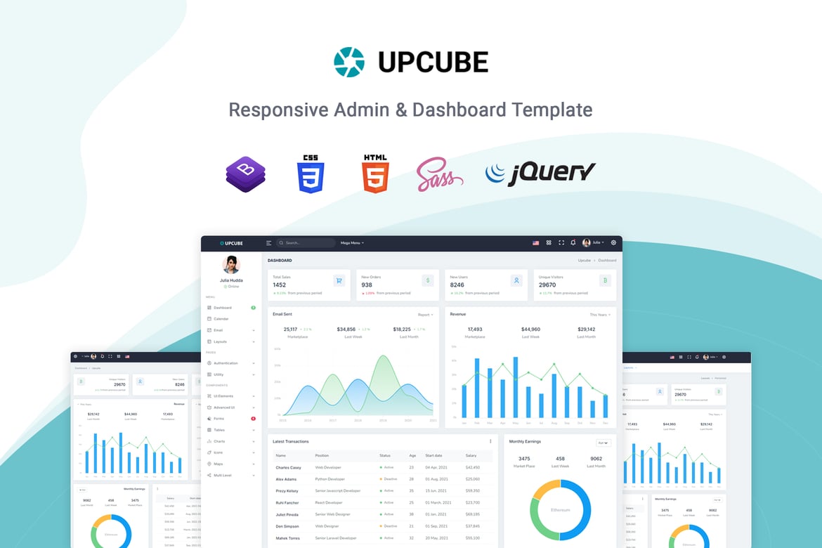 Upcube - шаблон администратора и панели управления Bootstrap