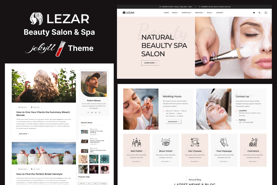 Lezar — Тема Jekyll для салонов красоты и спа