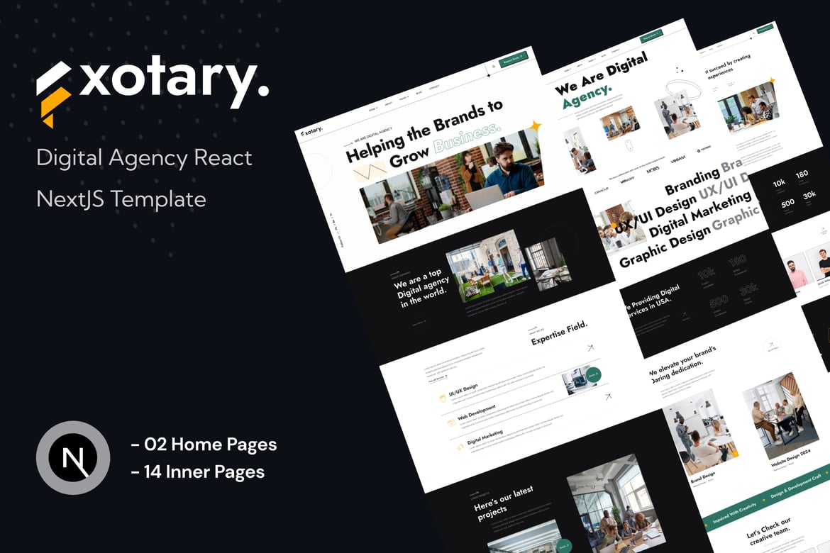Fxotary - Шаблон React NextJS для цифрового агентства
