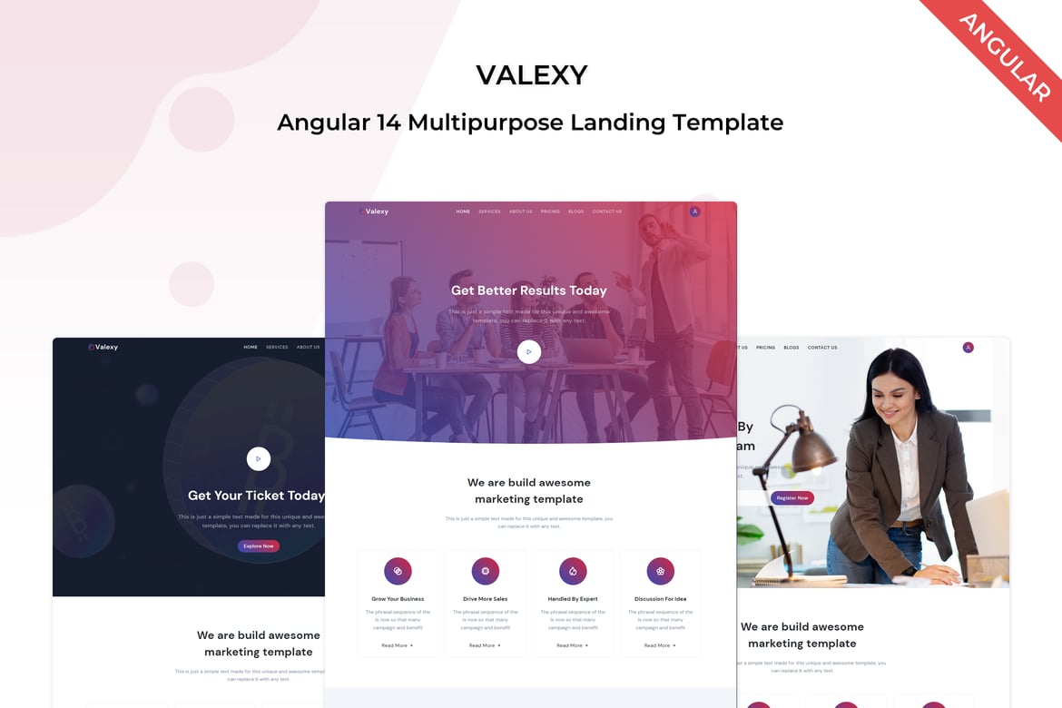 Valexy - Шаблон лендинга Angular 14