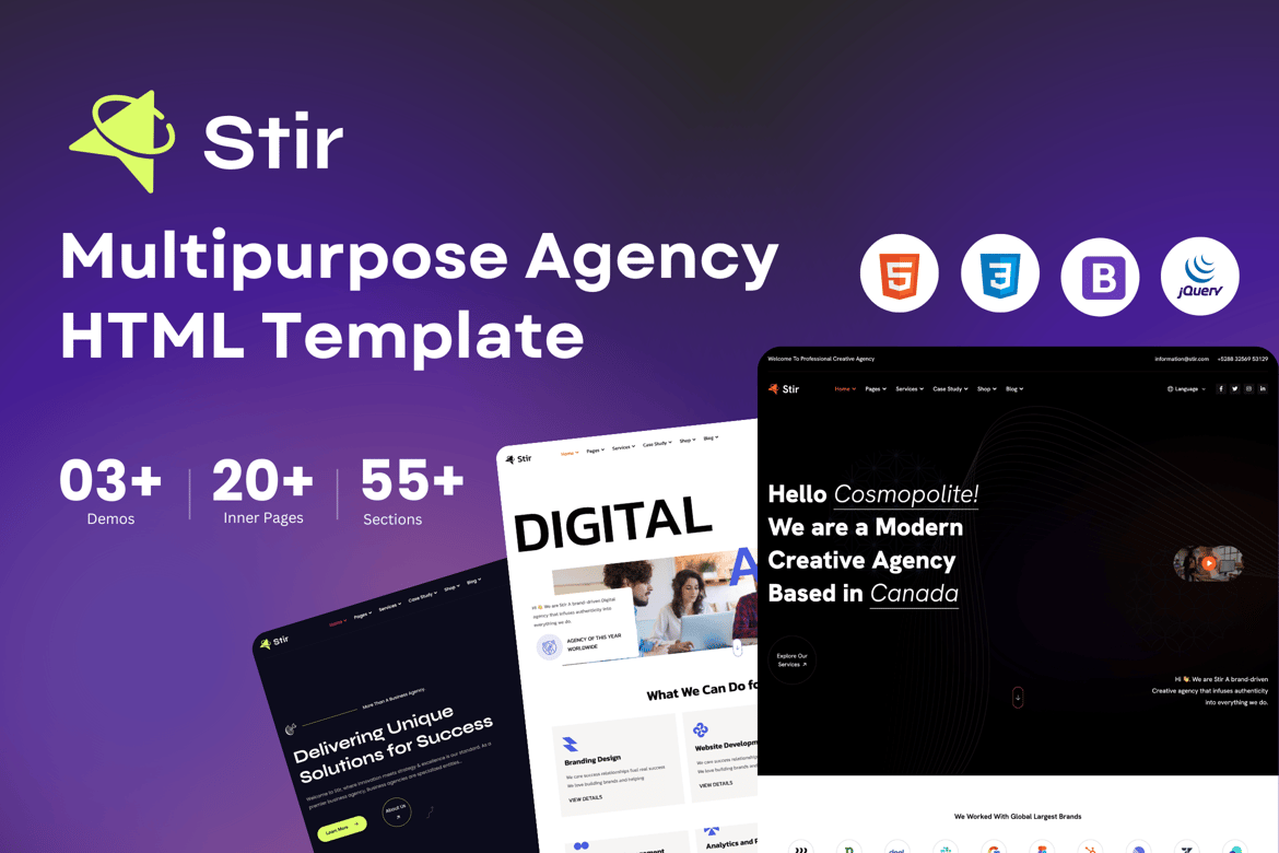 Stir - Многоцелевой HTML-шаблон для агентства