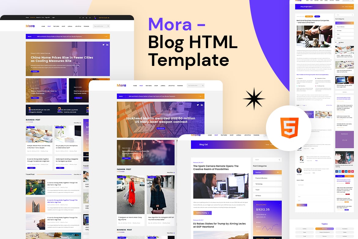 Mora - HTML-шаблон для блога