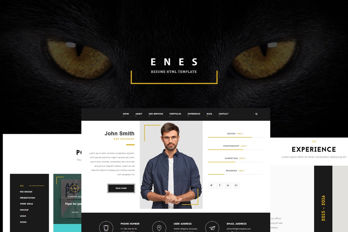 Enes - HTML-шаблон резюме vCard
