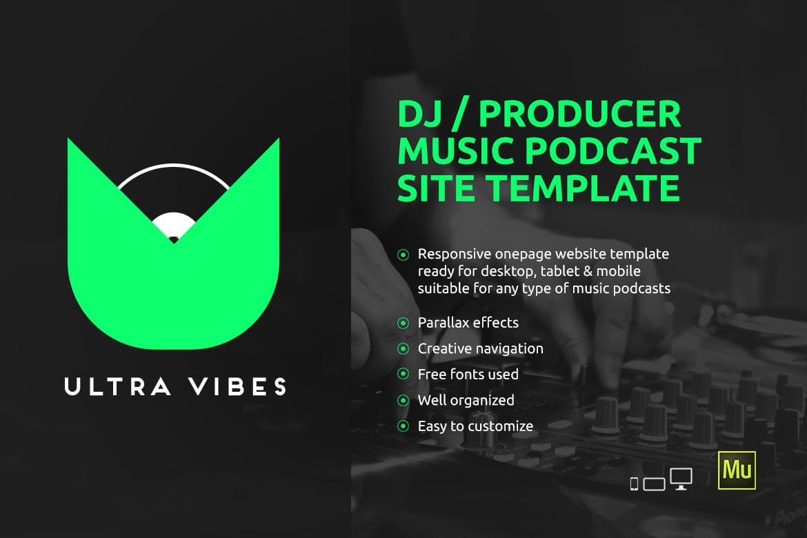 Ultra Vibes - Шаблон сайта подкастов для диджеев и продюсеров