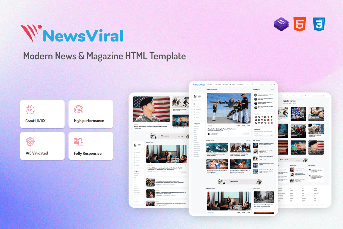 Newsviral - HTML-шаблон современных новостей и журналов