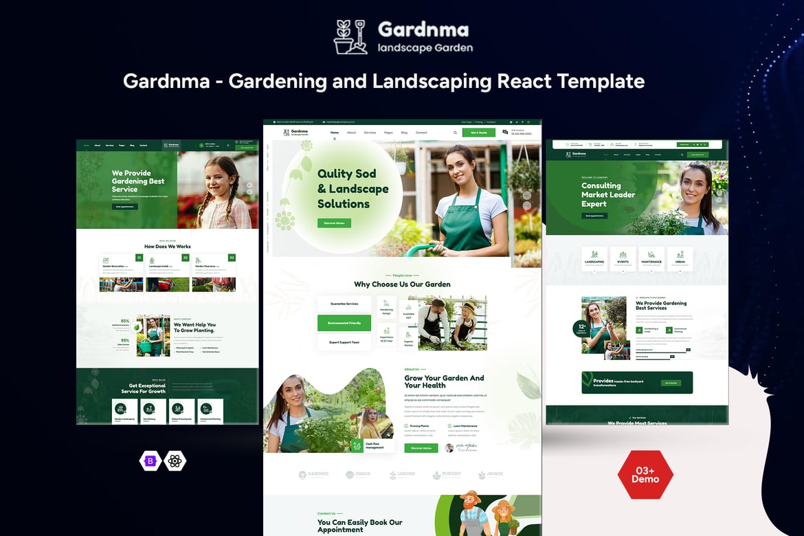 Gardnma - Шаблон React для садоводства и ландшафтного дизайна