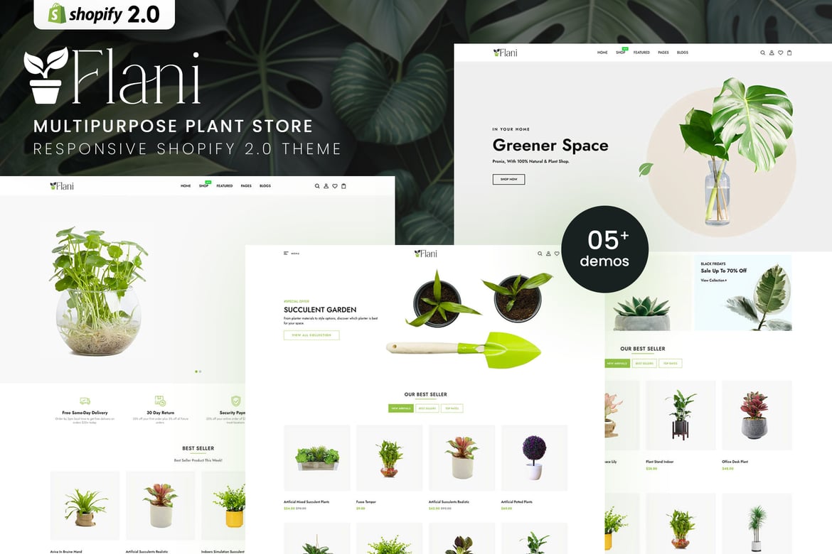 Flani - Тема Shopify 2.0 для многоцелевого магазина растений