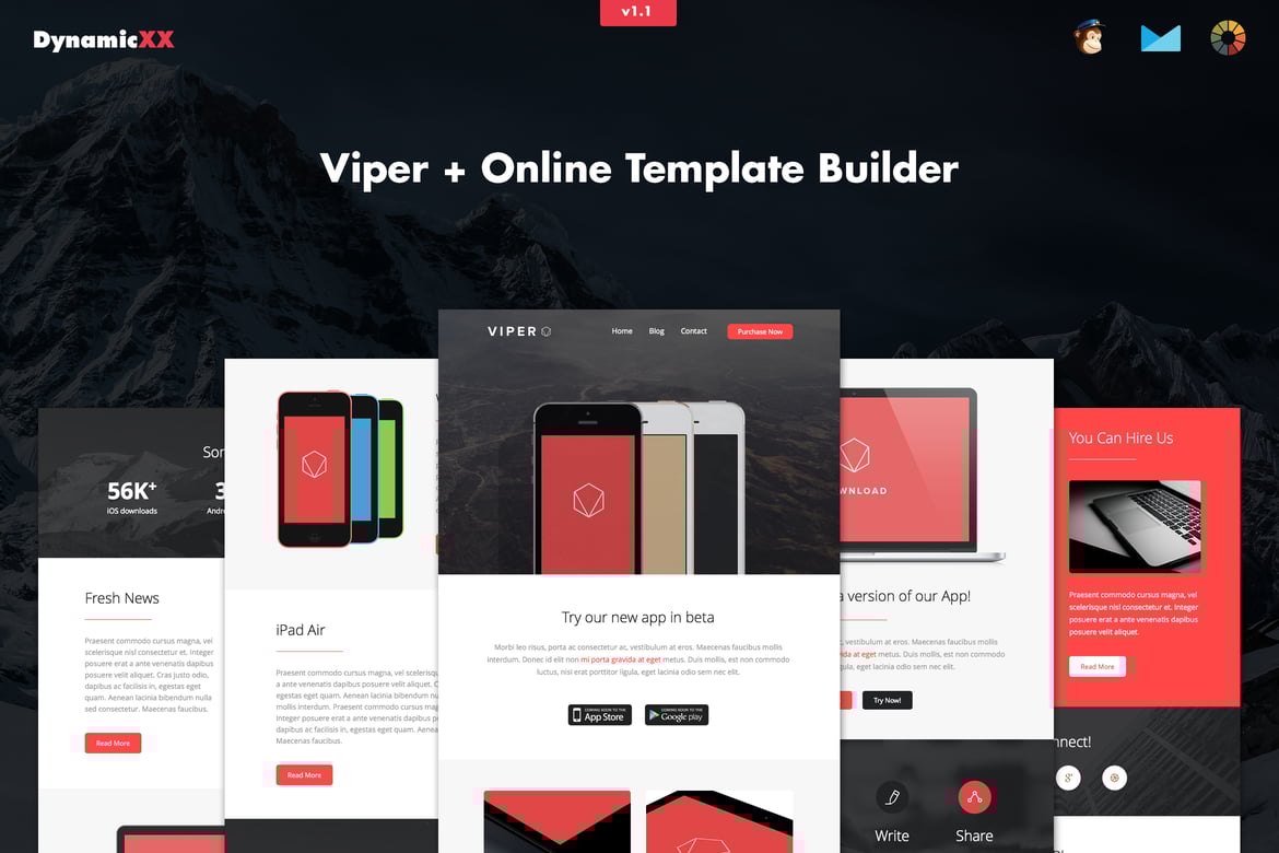 Viper - адаптивное приложение для деловой электронной почты + Builder