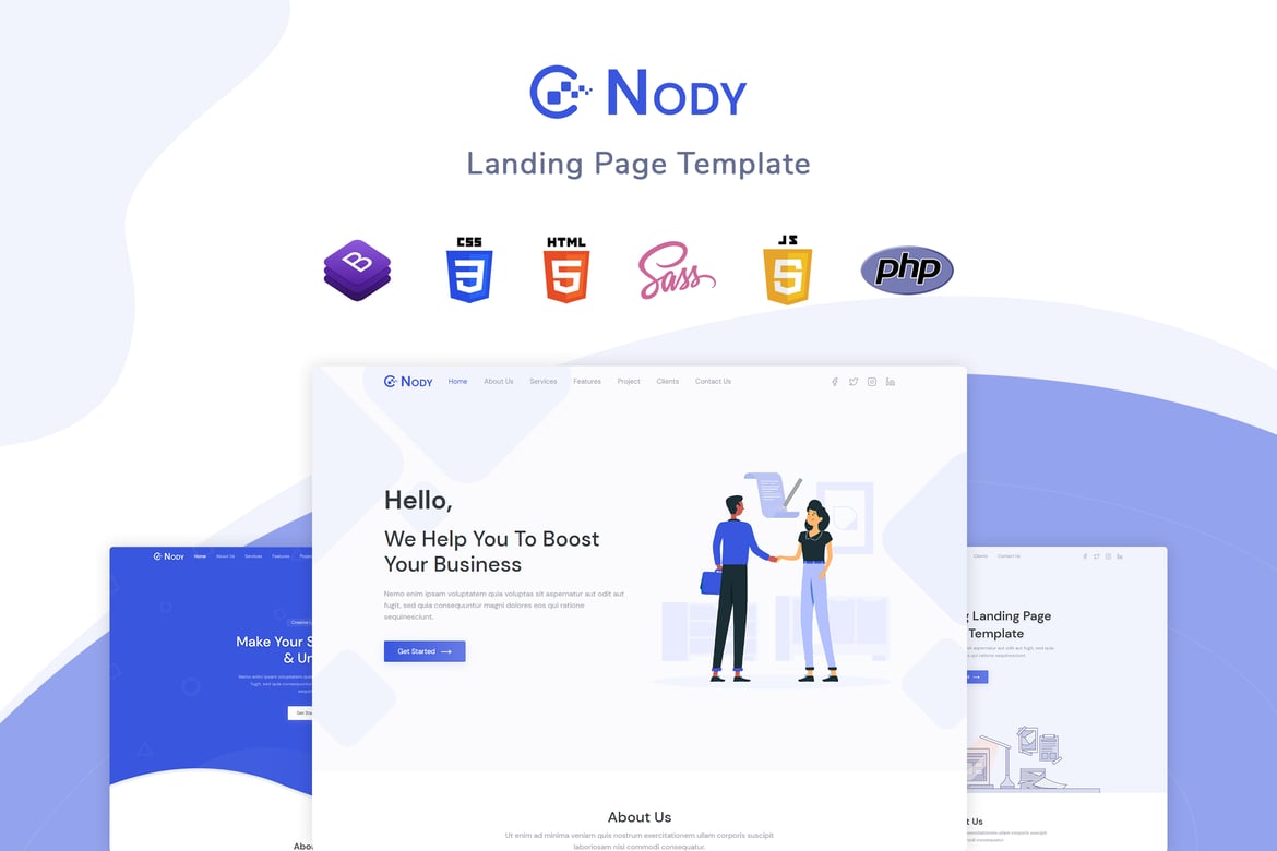 Nody - Шаблон целевой страницы Bootstrap 5