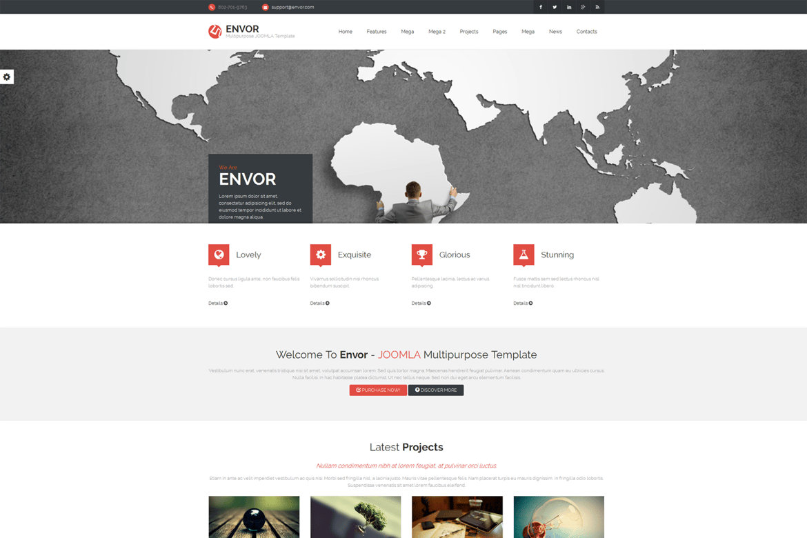 Envor — полностью многоцелевой Шаблон Joomla