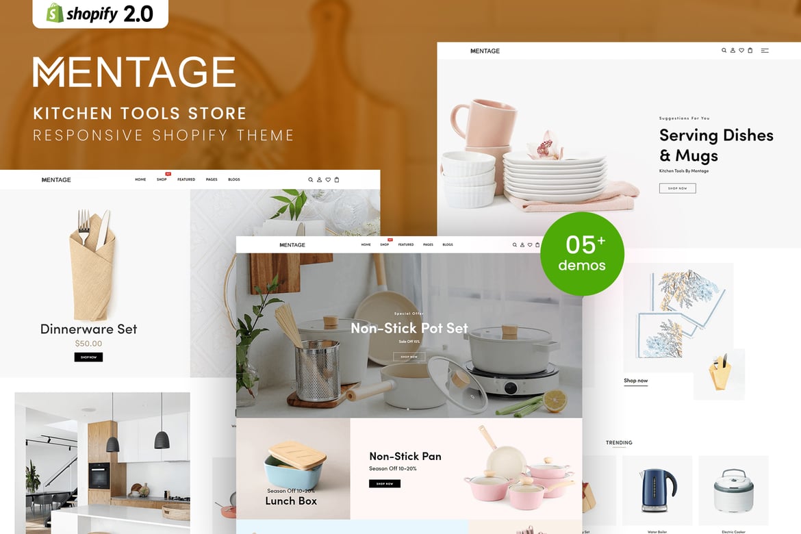 Mentage - адаптивная тема Shopify для кухонных инструментов