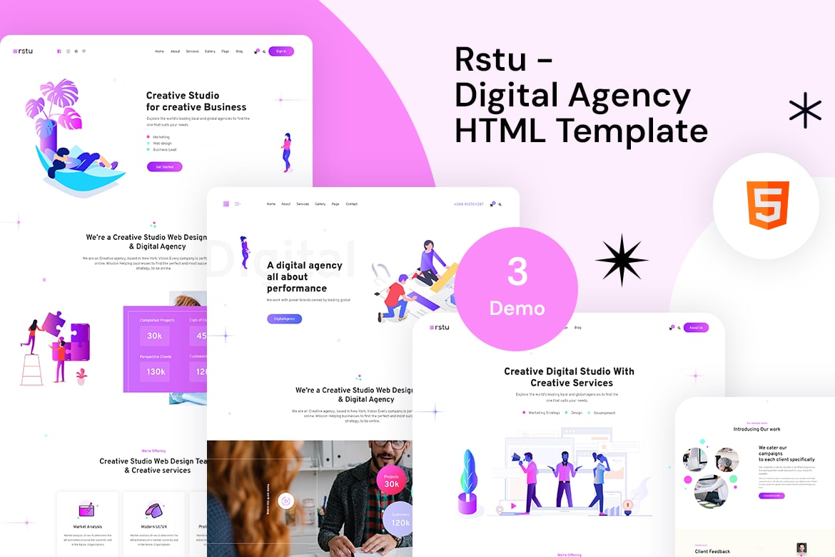 Rstu - HTML-шаблон цифрового агентства