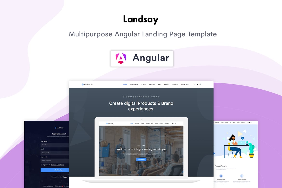 Шаблон целевой страницы Landsay - Angular 17
