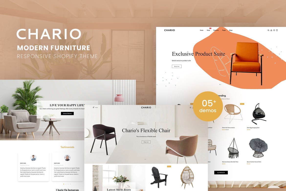 Chario - адаптивная тема Shopify для современной мебели