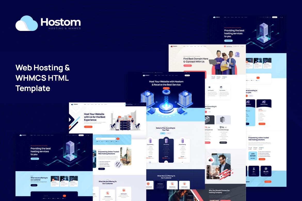 Hostom - HTML-шаблон веб-хостинга и WHMCS