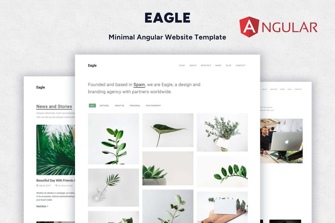Eagle - Угловой шаблон минимального портфолио