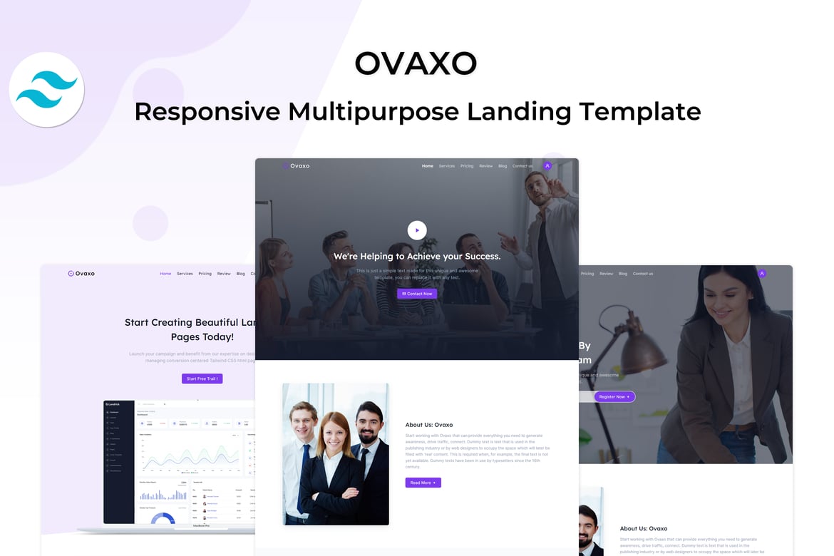 Ovaxo - Многоцелевой Шаблон лендинга Tailwind CSS