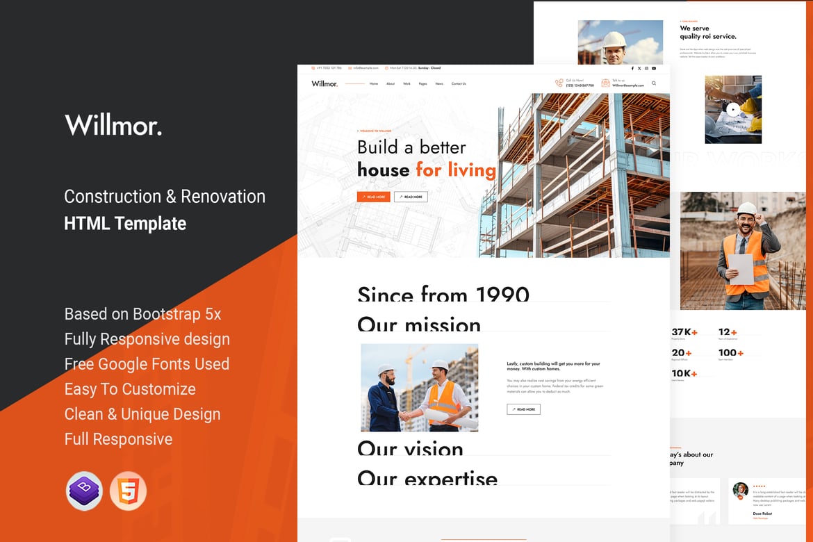 Willmor - HTML-шаблон для строительства и ремонта