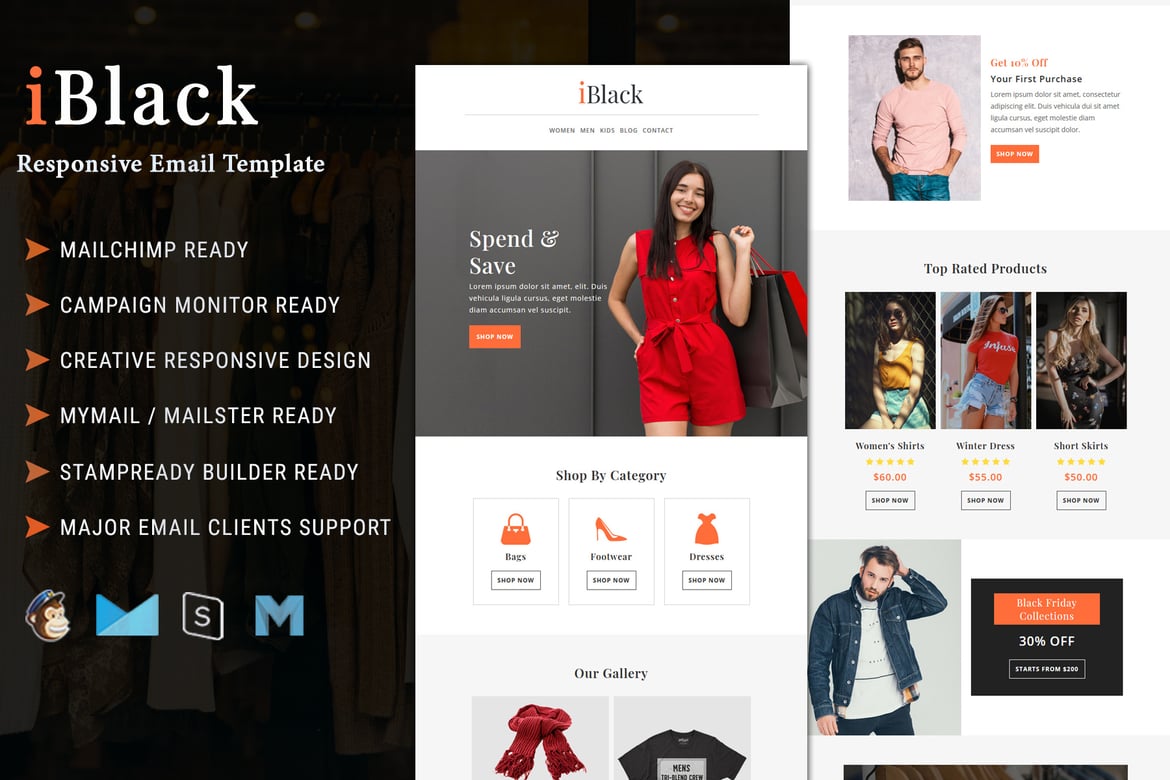 iBlack - Шаблон электронного бюллетеня «Черная пятница»