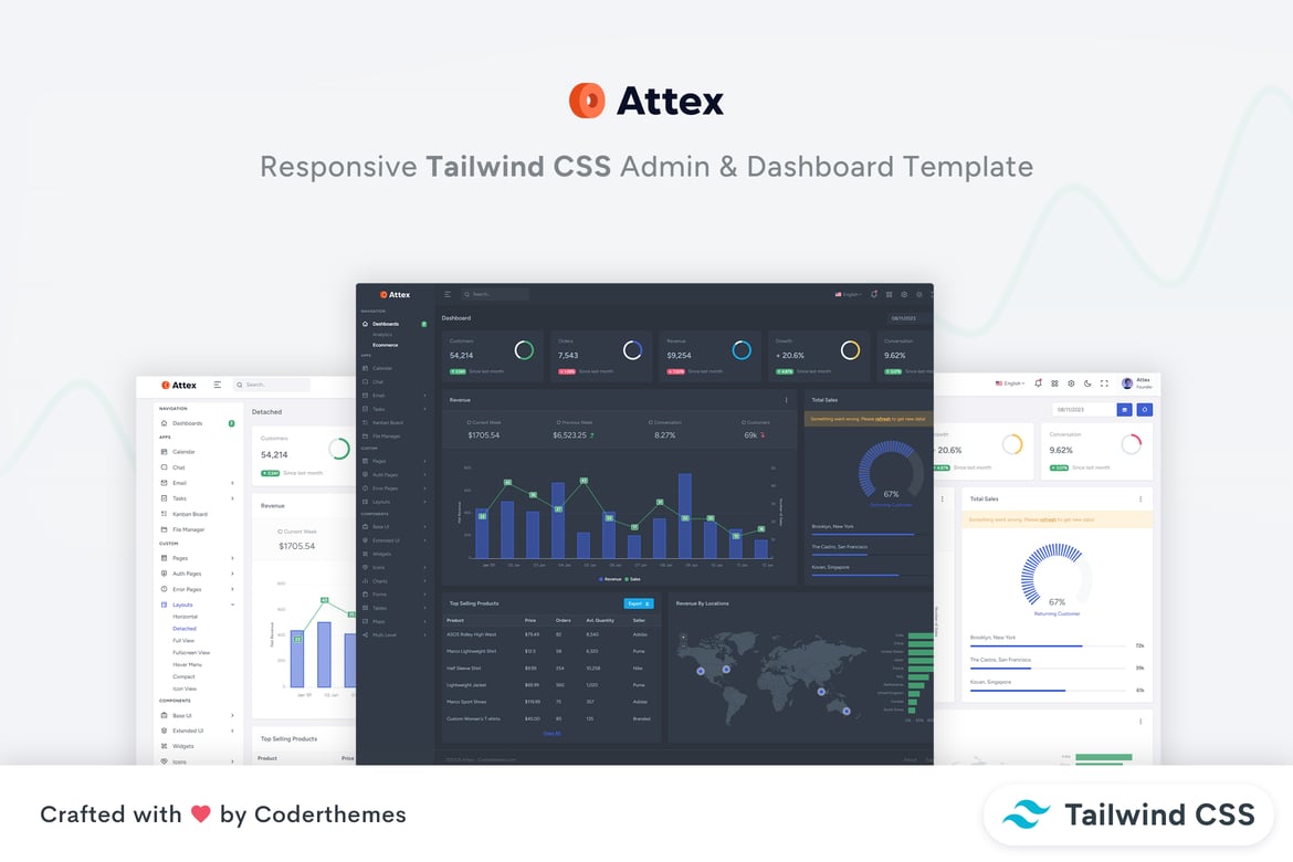 Attex - Шаблон для администрирования и панели управления Tailwind CSS