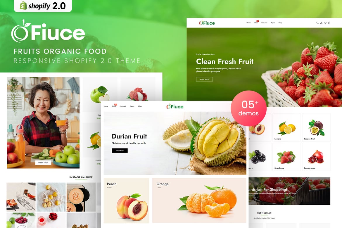 Тема Shopify 2.0 для Fiuce - Фрукты и органические продукты