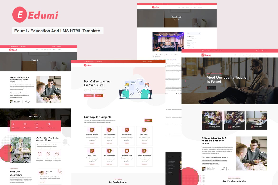 Edumi - HTML-шаблон для образования и LMS
