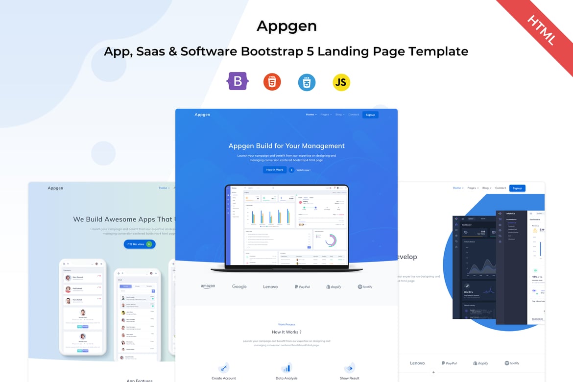 Appgen - шаблон начальной загрузки Приложение, SaaS и программного обеспечения