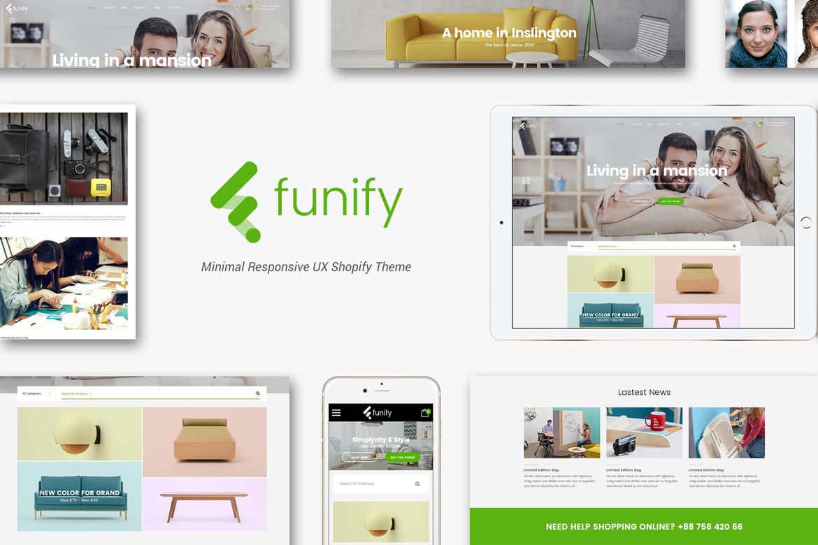 Funify - минималистичная адаптивная тема Shopify для мебели