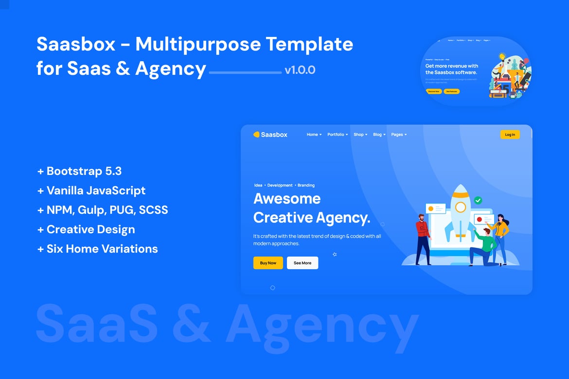 Saasbox - Многоцелевой HTML-шаблон для SaaS