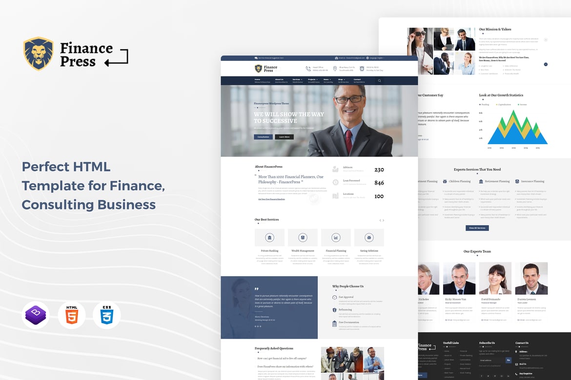 HTML5-шаблон Finance Press для консалтингового бизнеса