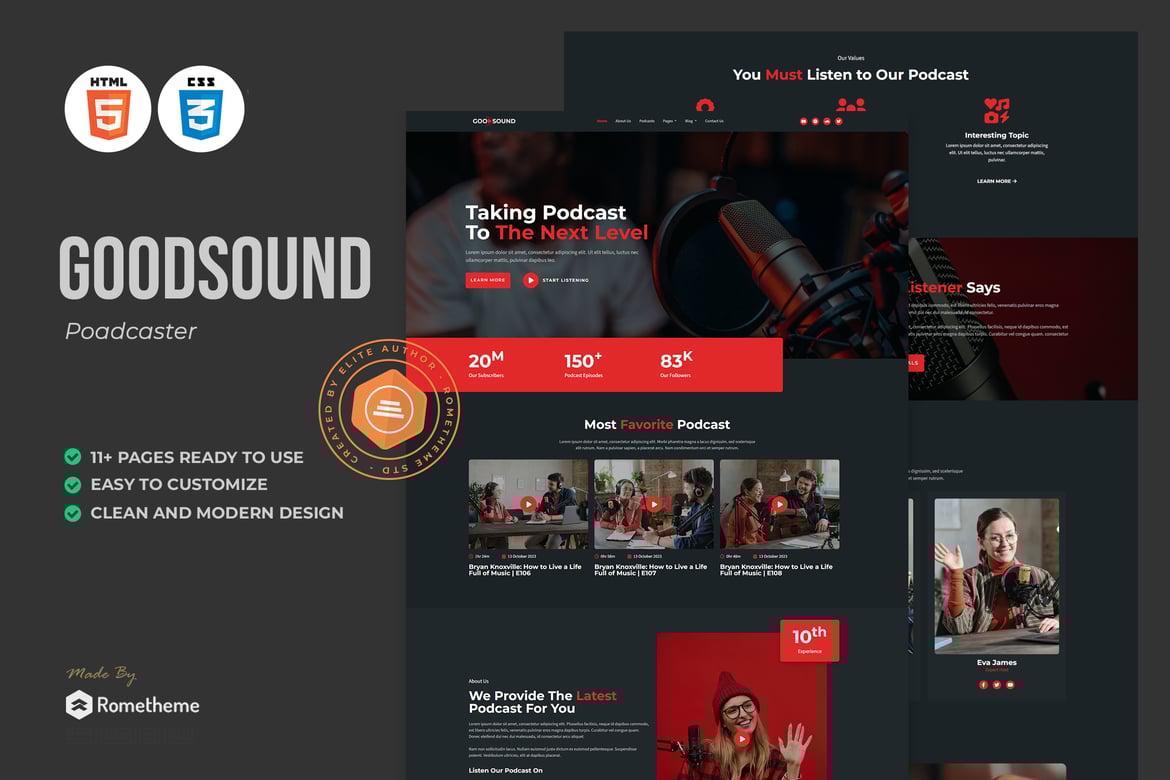 Goodsound - HTML-шаблон для подкастеров