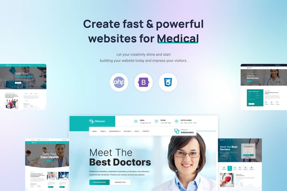 Clinicom - Шаблон «Медицина и здоровье»