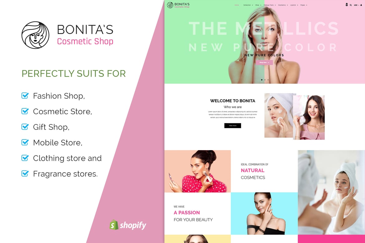 Бонита | Косметика, тема Shopify для салонов
